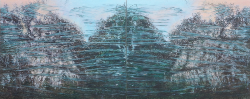 Diptychon SCHEINoderSEIN Oel Leinwand 100x250cm 2025 800