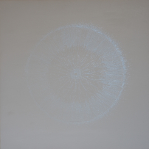 Vibration bright pearlblue Acryl Tusche LW 80x80cm2024 500